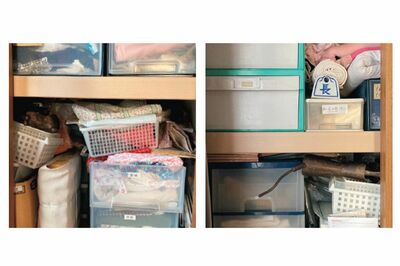 母が亡くなったあと、衣類はウォークインクローゼットのほか、1間の押し入れ上下の衣装ケースにぎっしりと詰まっていた