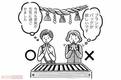 習慣3：神社では、自分のお願い事をするな（イラスト／やまだやすこ）