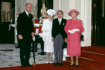 '98年５月、おふたりの訪英をエリザベス女王とフィリップ殿下が歓迎