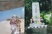 飯田さんらが建てた慰霊碑(右)
