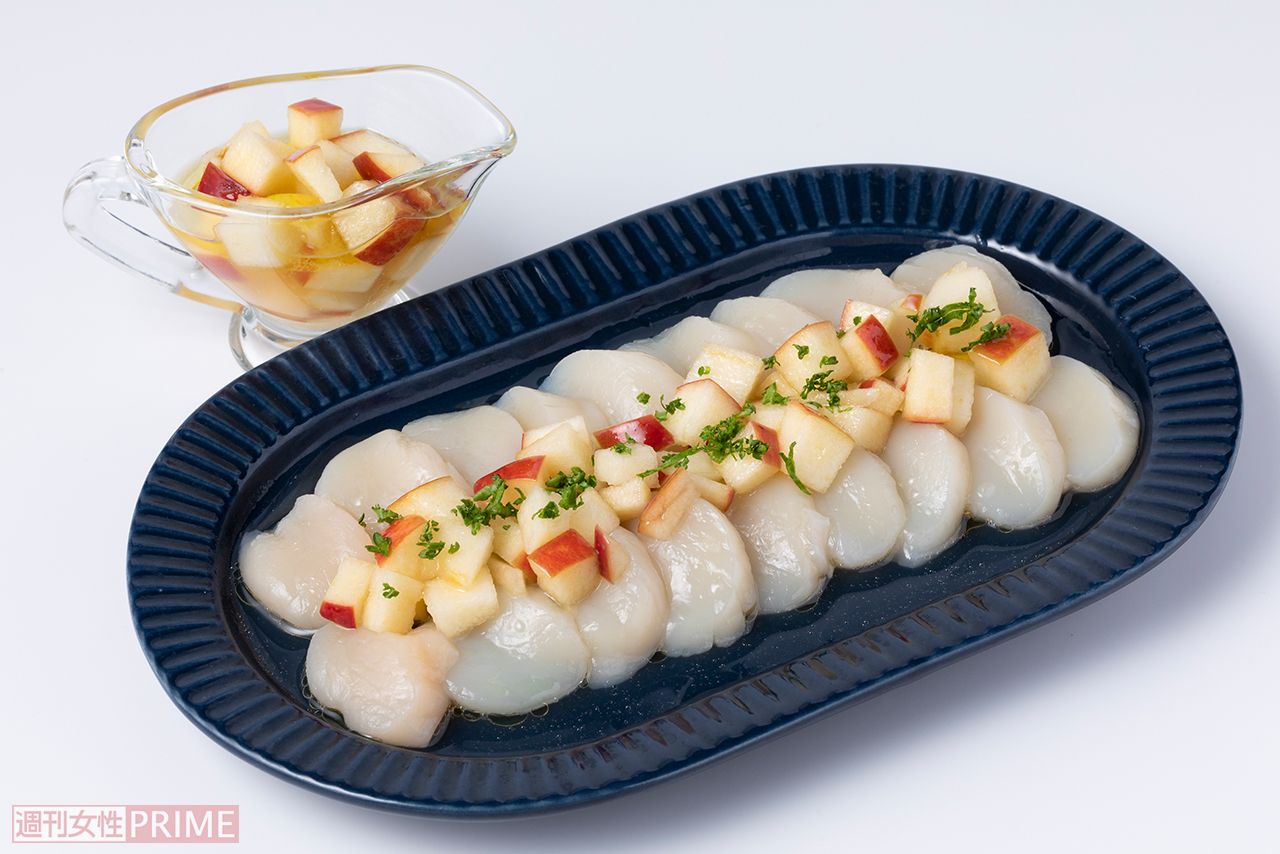 りんごドレッシングがけカルパッチョ　撮影／矢島泰輔