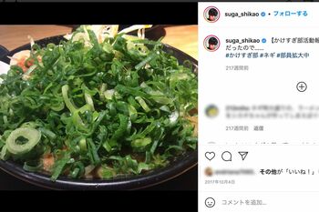 スガシカオのSNSに投稿されたネギ盛り盛りのラーメン（'17年スガシオカのインスタより）
