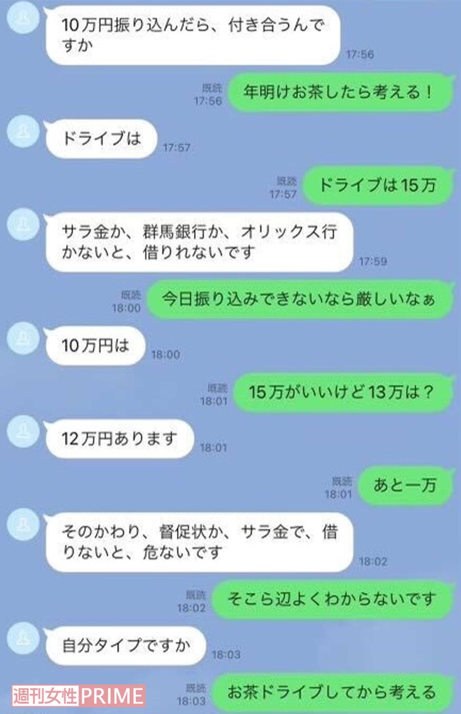 坂口杏里と男性のLINEのやりとり
