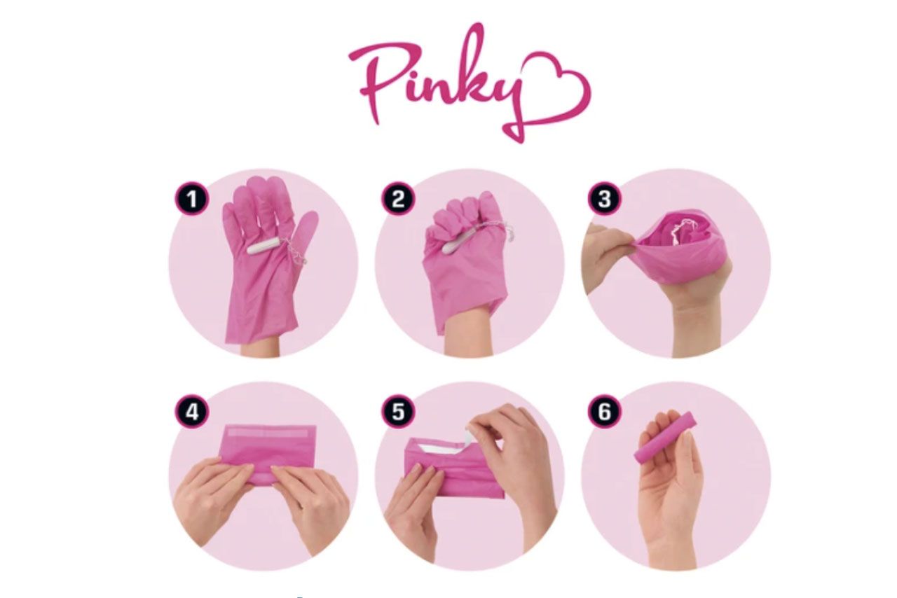 生理用品を取り換える際に使用するピンク色の手袋『ピンキーグローブ』