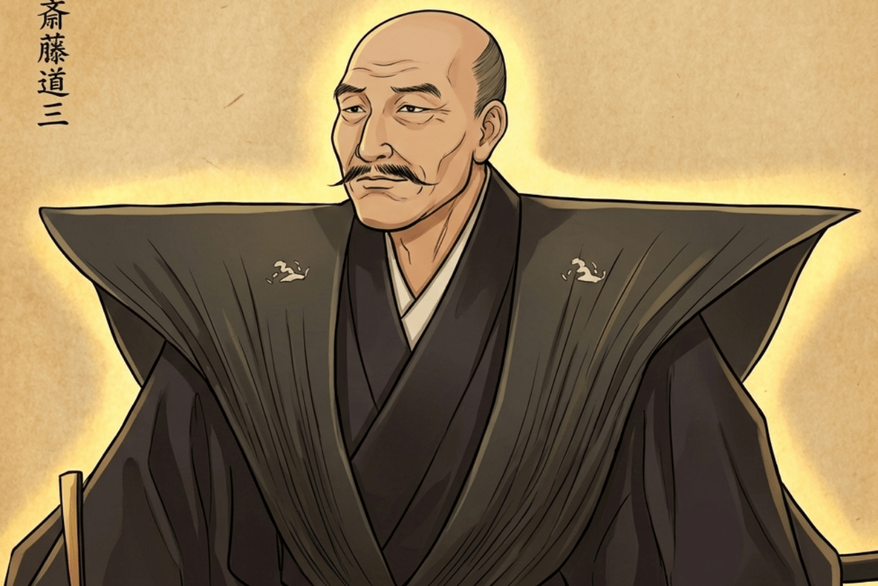 肖像画をイラスト化した斎藤道三（AI作成）