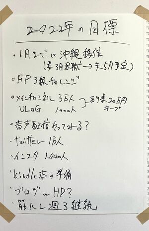 その年の目標を見ることと、リサーチを兼ねた沖縄旅行をすることで、貯蓄のモチベーションをキープした　写真提供／沖縄移住アラサー夫婦　書籍『7年で資産4000万円を達成した アラサー夫婦のゆる早セミリタイア 』（主婦と生活社）