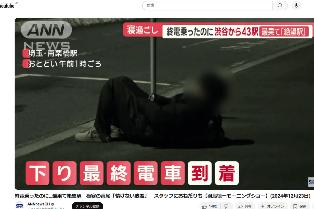 『モーニングショー』で放送された、泥酔姿を追いかける番組内容（『ANNnewsCH』YouTubeより）