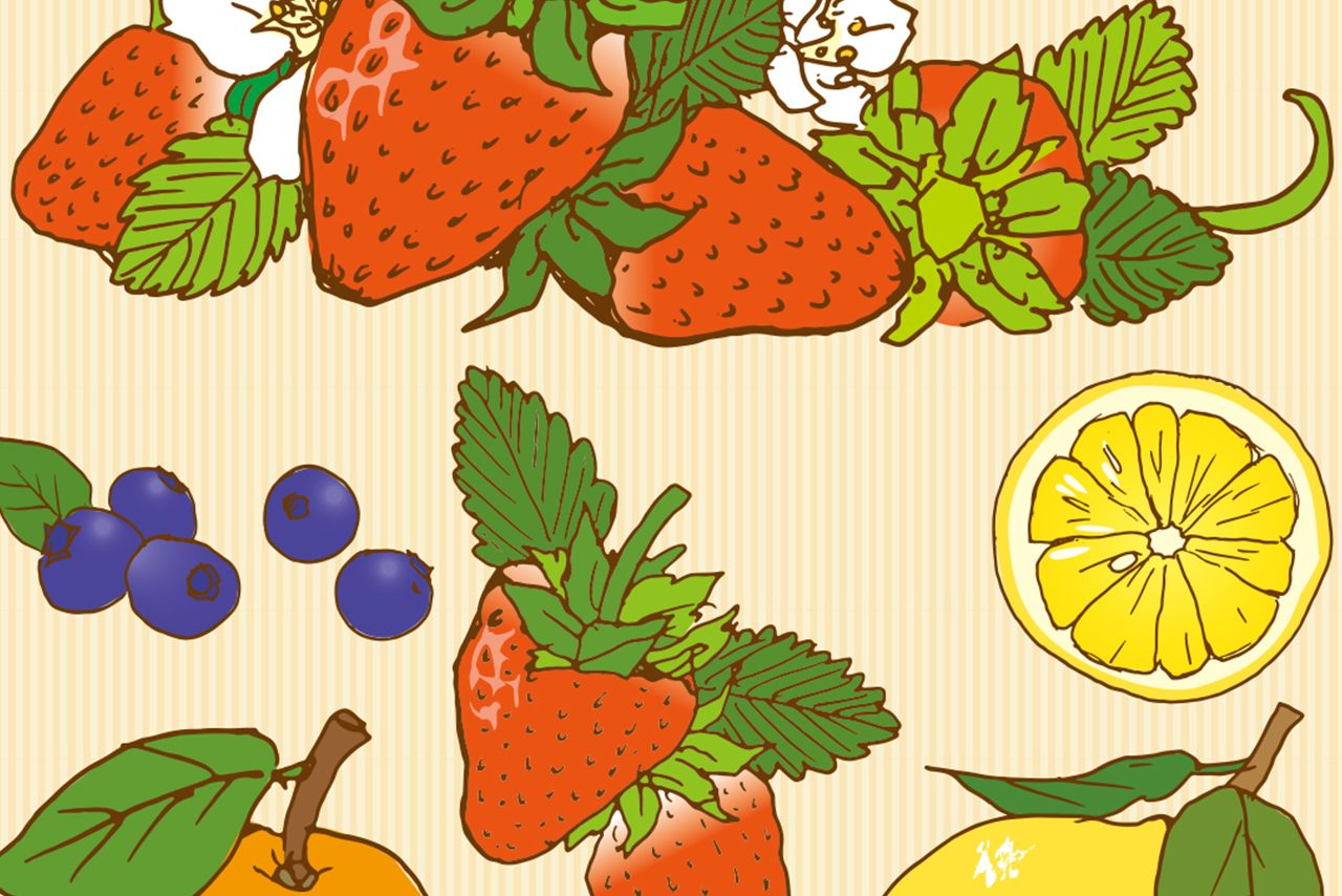 実がなるという意味を持つ、フルーツ柄