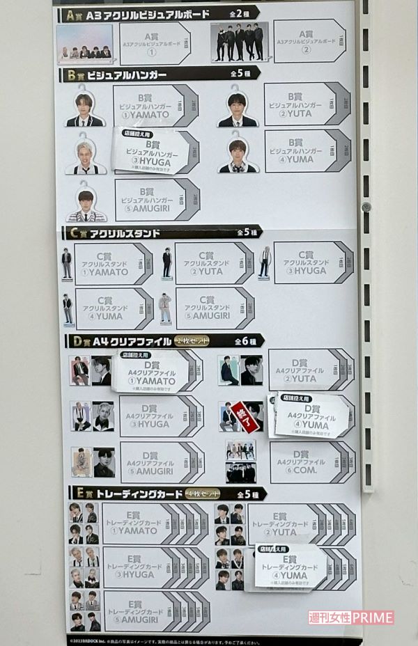 売れ残りが目立つ『コムドットくじ』（2023年11月下旬撮影）