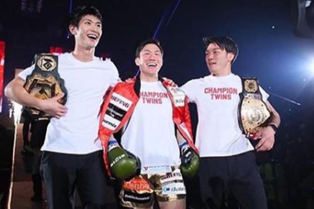 昨年大みそかの試合では3人で入場（江幡睦のインスタグラムより）