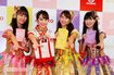 ’18年のイベントに登場したももいろクローバーZ。(左から)佐々木彩夏、百田夏菜子、玉井詩織、高城れに