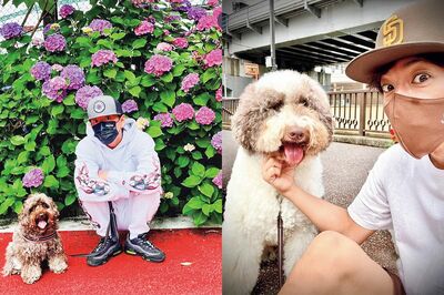初夏の“さんさん”コーデ。同色のアイテムを取り入れてオシャレ見え。キャップやマスクの色も計算済みとか存在が罪！（木村拓哉のインスタグラムより）