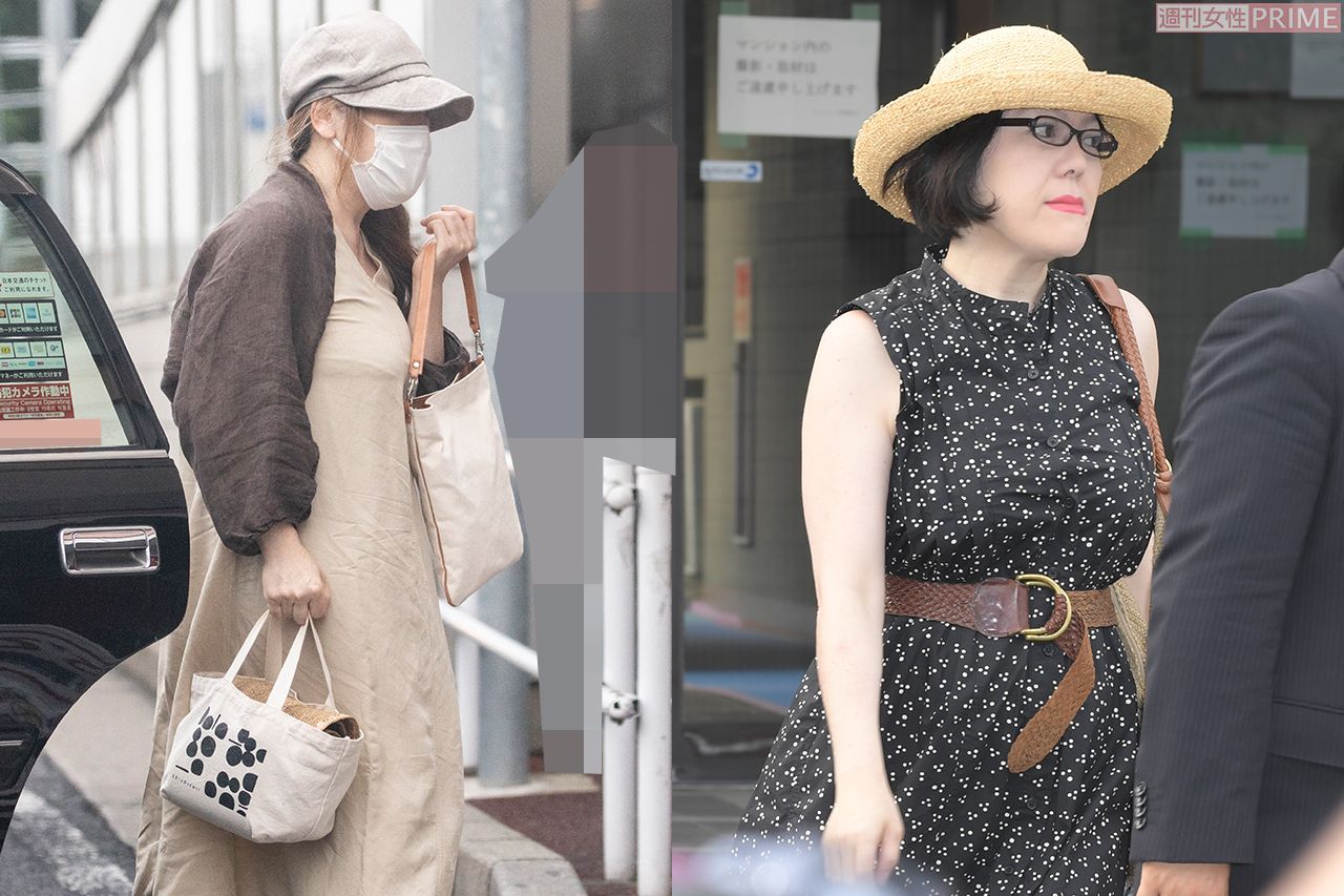 圭さんが留学前の'17年夏はおしゃれな服装で堂々と外出していたが（右）、今年6月に目撃した佳代さんは“完全防備”の格好で（左）