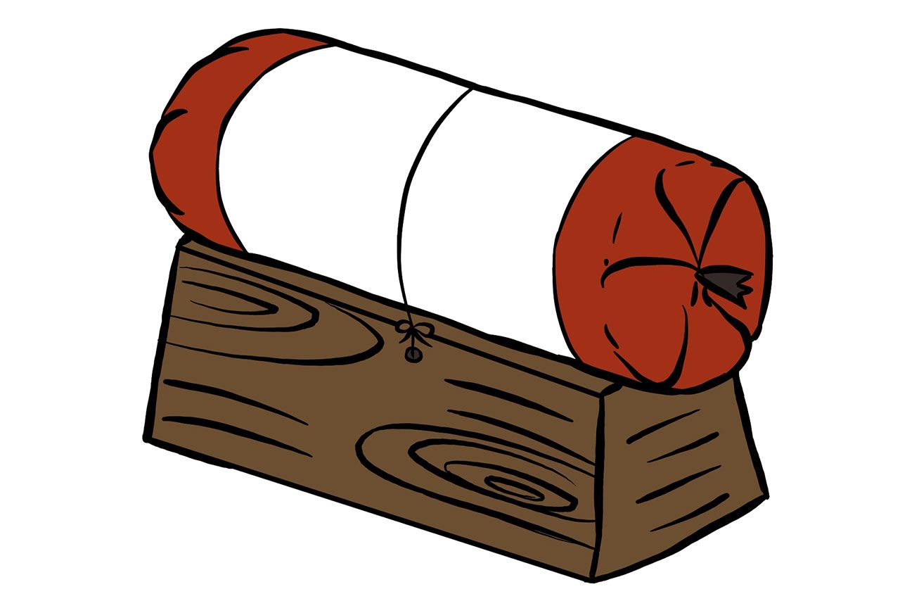 昔のお殿様が結った髪を維持するために使用されたという「殿様枕」