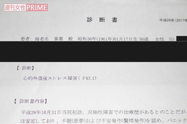 診断書には“心的外傷後ストレス障害”と明記されていた