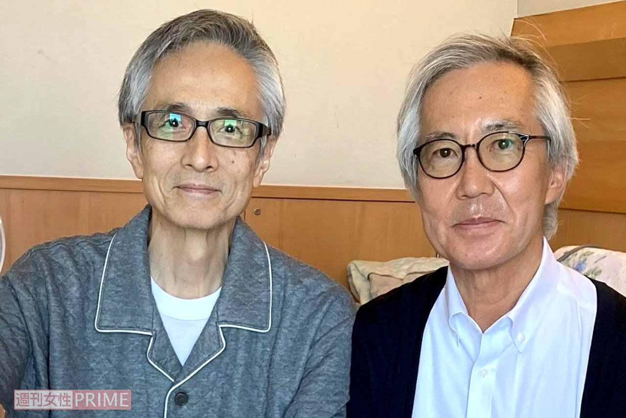 入院中お世話になったという東京大学医学部附属病院の中川恵一先生（右）と病室にて（橋爪淳さん提供）