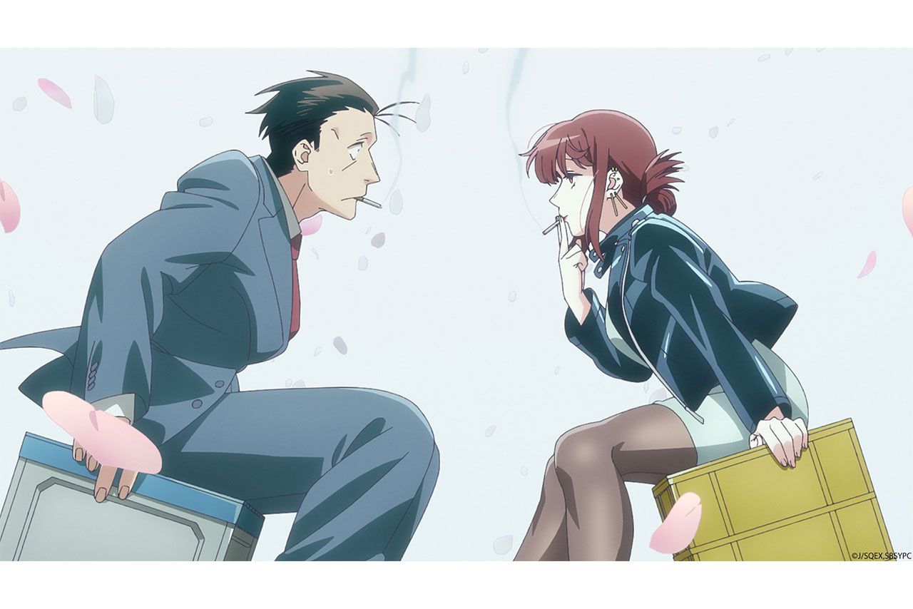 アニメ『スーパーの裏でヤニ吸うふたり』（公式Xより）