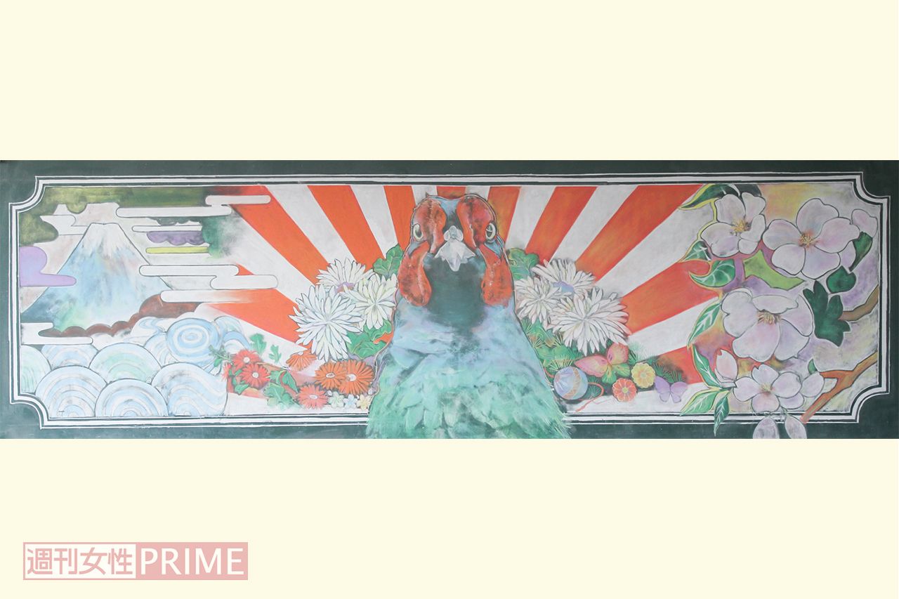 「日本」埼玉県立大宮光陵高等学校（おまめ）/2人　2019年審査員特別賞（三澤先生選出）。「とてもグラフィカルであり、なおかつデザイン性に富んだ素晴らしい作品」との審査員も評したポップさに目を奪われる。