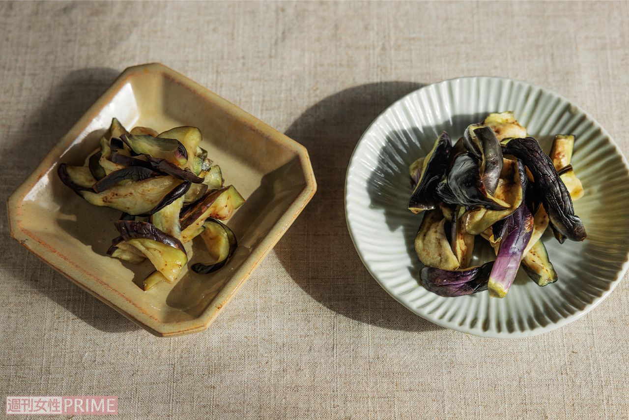 なすの甘酢漬け（左）となすの塩漬け（右）　撮影／竹内章雄