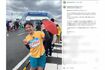 フルマラソンで3時間30分切りを達成し、好記録をファンに報告した井上咲楽(本人のインスタグラムより)