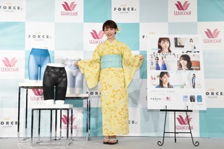 2019年7月、ワコール『時短ボディメイク』ガードルのイベントに浴衣で出演した新井恵理那