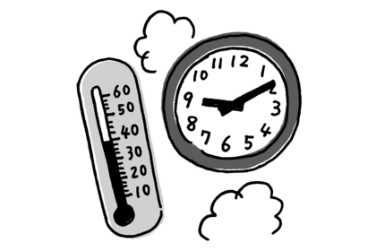 湯温は40度以下、入浴時間は10分（イラスト／伊藤和人）