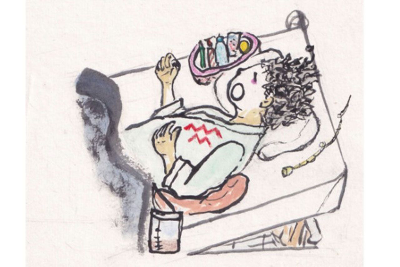 迫田綾子さんがイラスト化した手術直後の本人