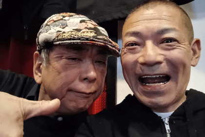 総領弟子の三遊亭好太郎と。いい感じに2人とも酔っぱらっている