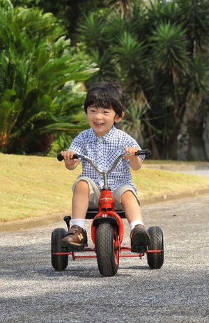 お姉さまからお下がりの三輪車で遊ぶ悠仁さま（2009年秋ごろ）
