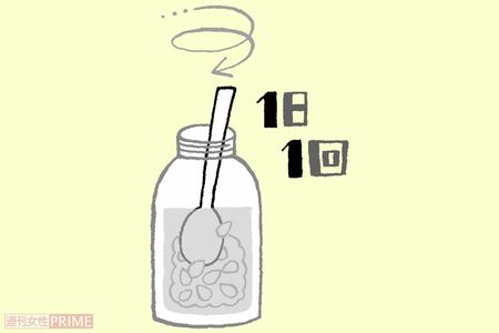 （2）冷蔵庫に入れて1日1回かき混ぜる　イラスト／ふるやますみ