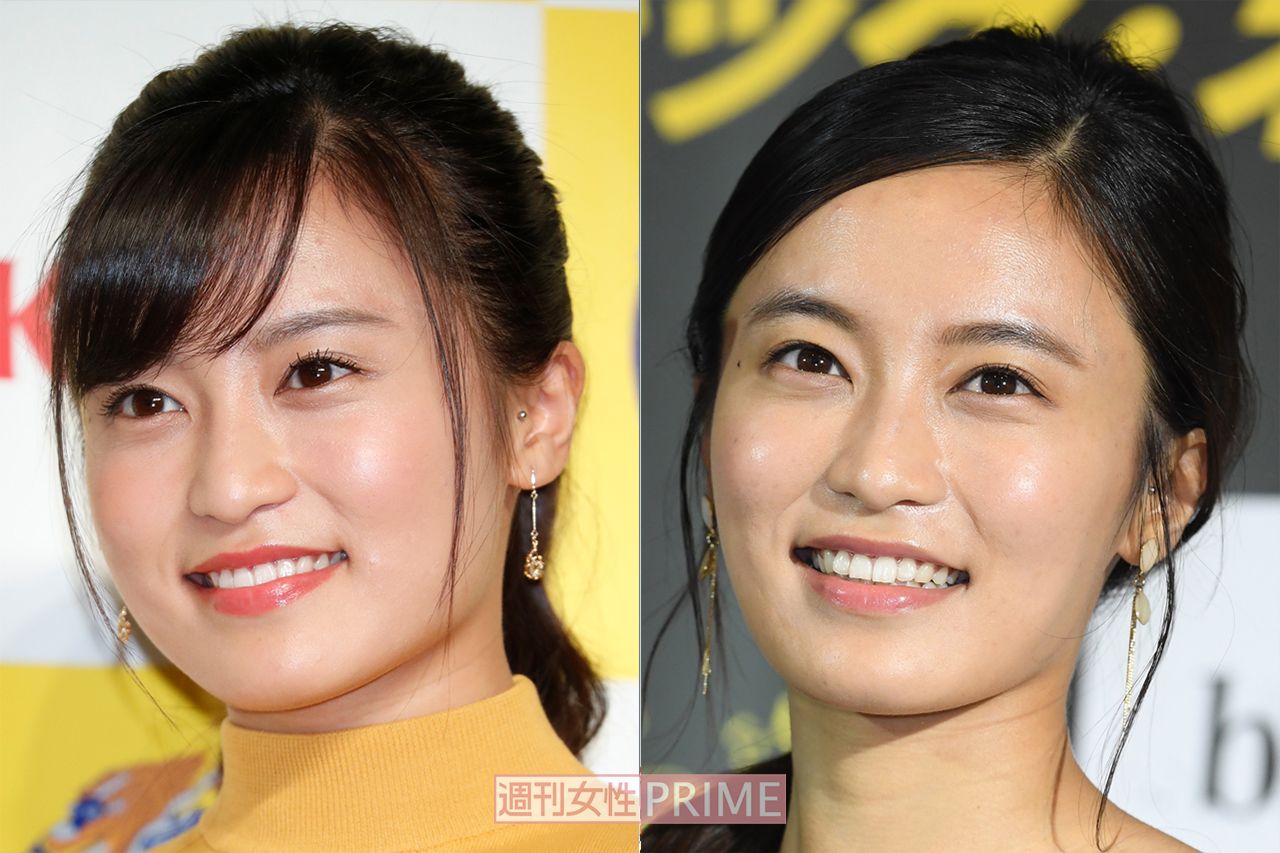 フェイスラインが激変！　“エラ消滅”疑惑もささやかれる小島瑠璃子（左・2019年2月、右・2019年8月）