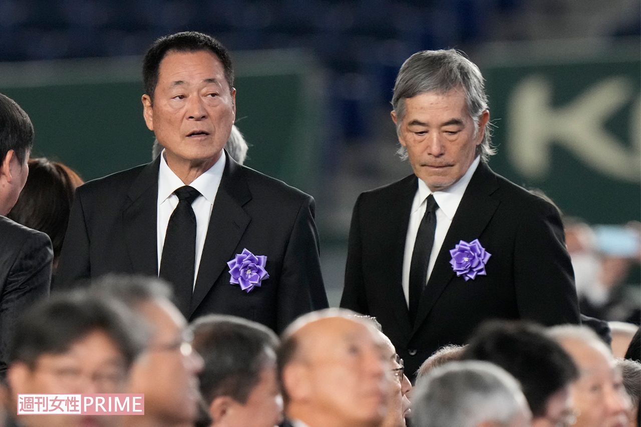 中畑清（左）と定岡正二（2025年11月21日の長嶋茂雄さんお別れの会にて）