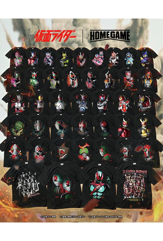 仮面ライダーTシャツ全42種（公式Xより）