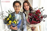 加藤茶&綾菜さん、『さがみ典礼』のCMで夫婦初共演&愛犬も出演 撮影後は寿司店で大切な時間を過ごす