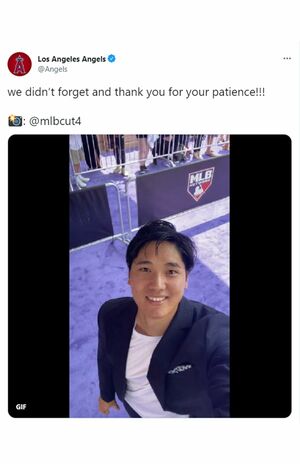 3月11日、大谷が映った動画の投稿に多くのファンが喜びの声を上げた（エンゼルス公式ツイッターより）
