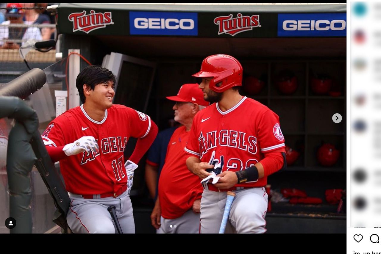 アナハイム・エンゼルス時代は大谷翔平と仲良しだった（デビッド・フレッチャー公式インスタグラムより）