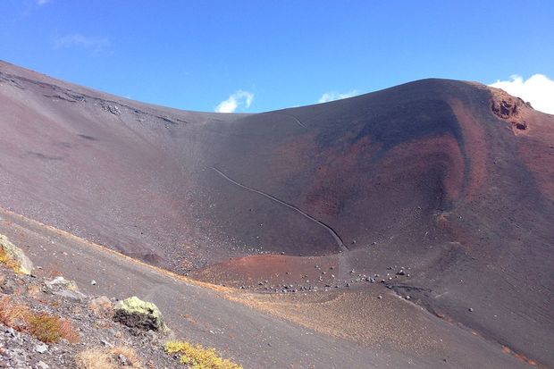 宝永の大噴火でできた火口。噴火は大地震の49日後に発生した