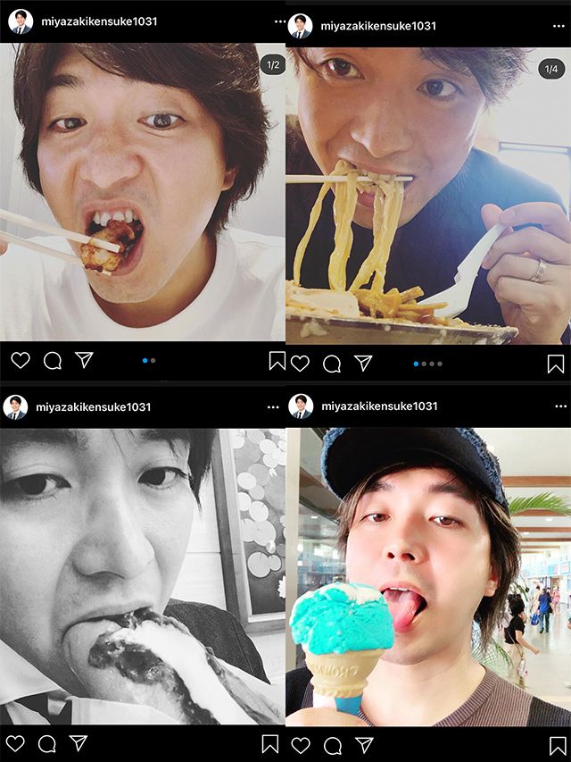 “食べる瞬間”の写真をアップする宮崎謙介（インスタグラムより）