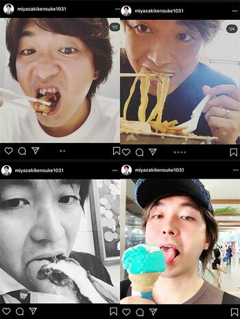 “食べる瞬間”の写真をアップする宮崎謙介（インスタグラムより）