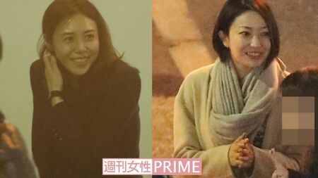 『砂の塔』打ち上げ後の松嶋菜々子(左)と菅野美穂(右)