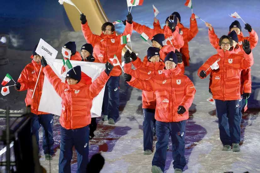 日本時間2月7日早朝に行われたミラノ・コルティナ五輪開会式での日本選手団（代表撮影）