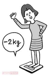 毎日体重計に乗るだけで「痩せ体質」に　イラスト／アサミナオ