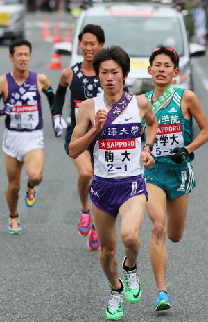 第91回大会（'15年）1区。爆発的なスパートで区間賞