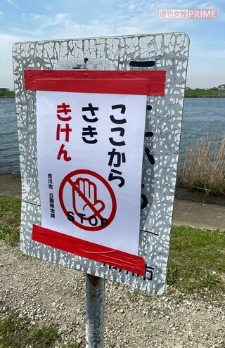 朔ちゃんの事件後に設置された張り紙。もともとの看板は文字が禿げていて注意喚起の役割を果たしていなかった