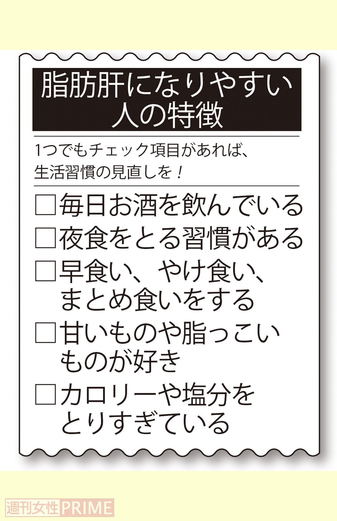 脂肪肝になりやすい人の特徴