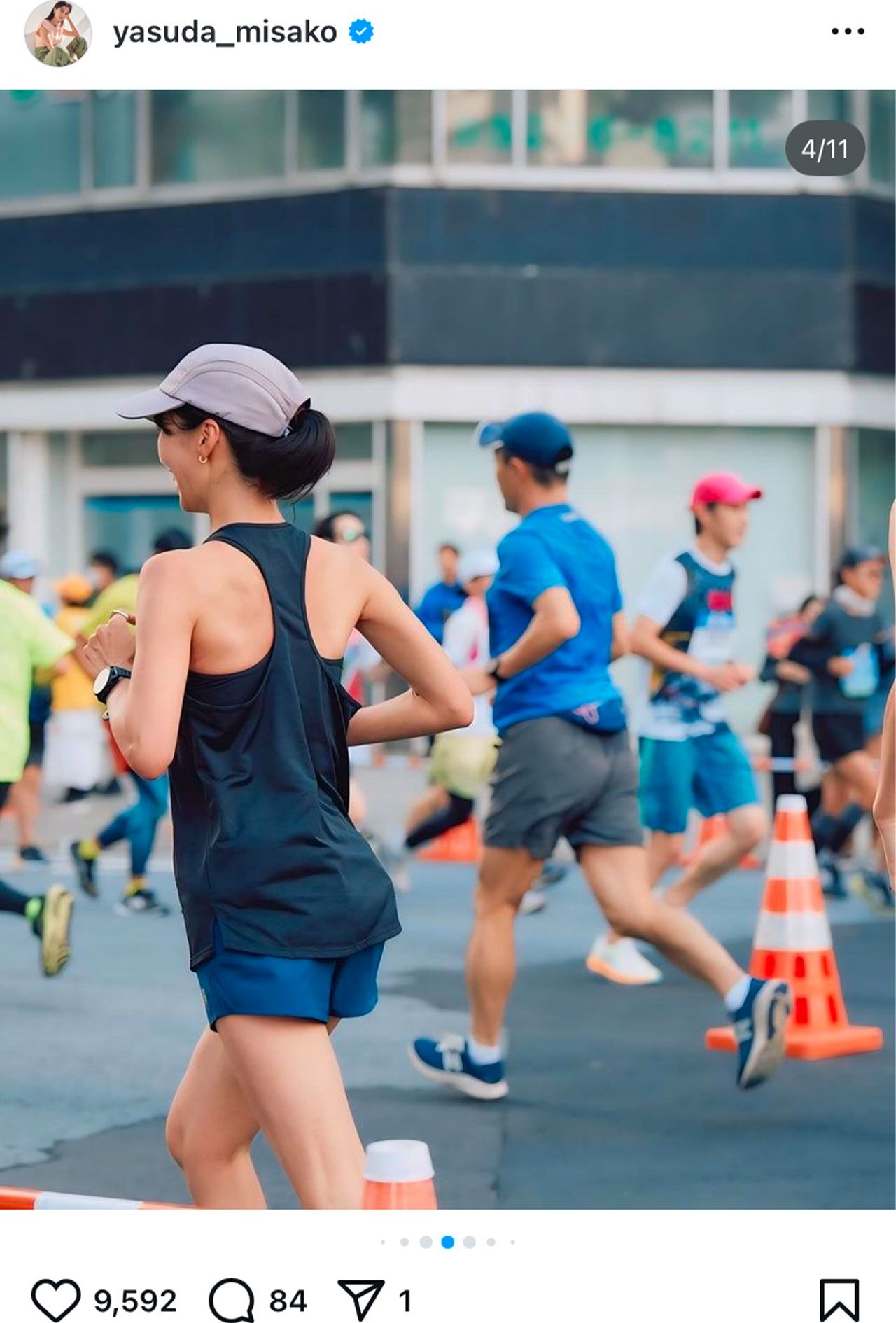 マラソンが趣味だという安田美沙子（本人のインスタグラムより）	