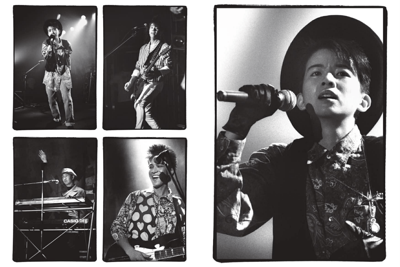 初期「東京少年」のイメージを形づくったといえる、坂本正郁による写真集『東京少年1988-1991』より。笹野以外のオリジナルメンバー3人は鬼籍に入った