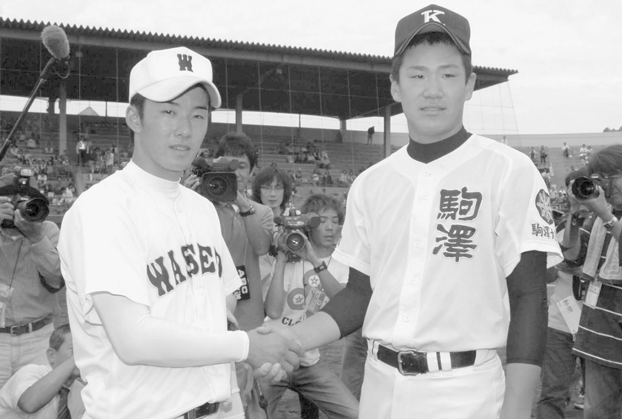 甲子園の、再試合含め2日間にわたる決勝戦で24イニング、5時間33分の投げ合いをした斎藤佑樹と田中将大