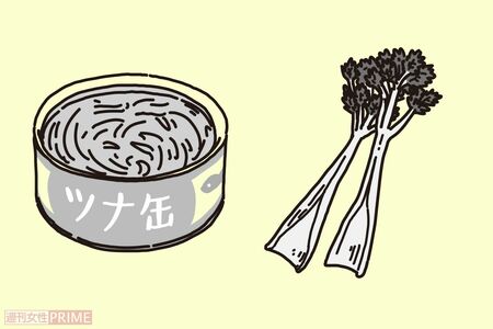 ポイント食材：ツナ缶・セロリ　イラスト／二階堂ちはる
