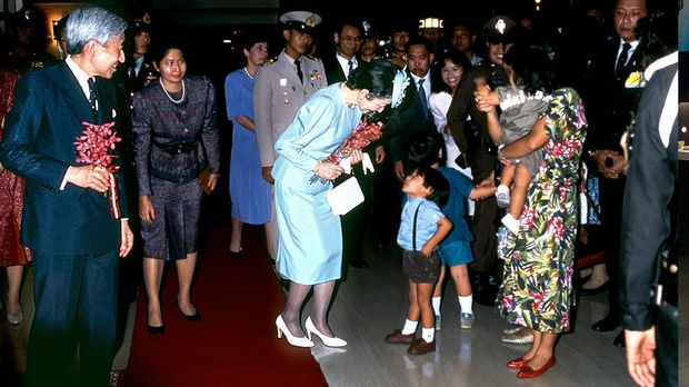 平成になって初めてのタイ訪問では在留邦人から手厚い歓迎を受けられた（'91年9月）